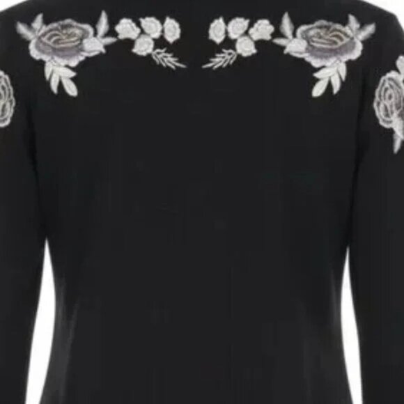 NWOT Chico's Zenergy Black & Silver Floral Embroidered Bomber Jacket 16 - Picture 9 of 11